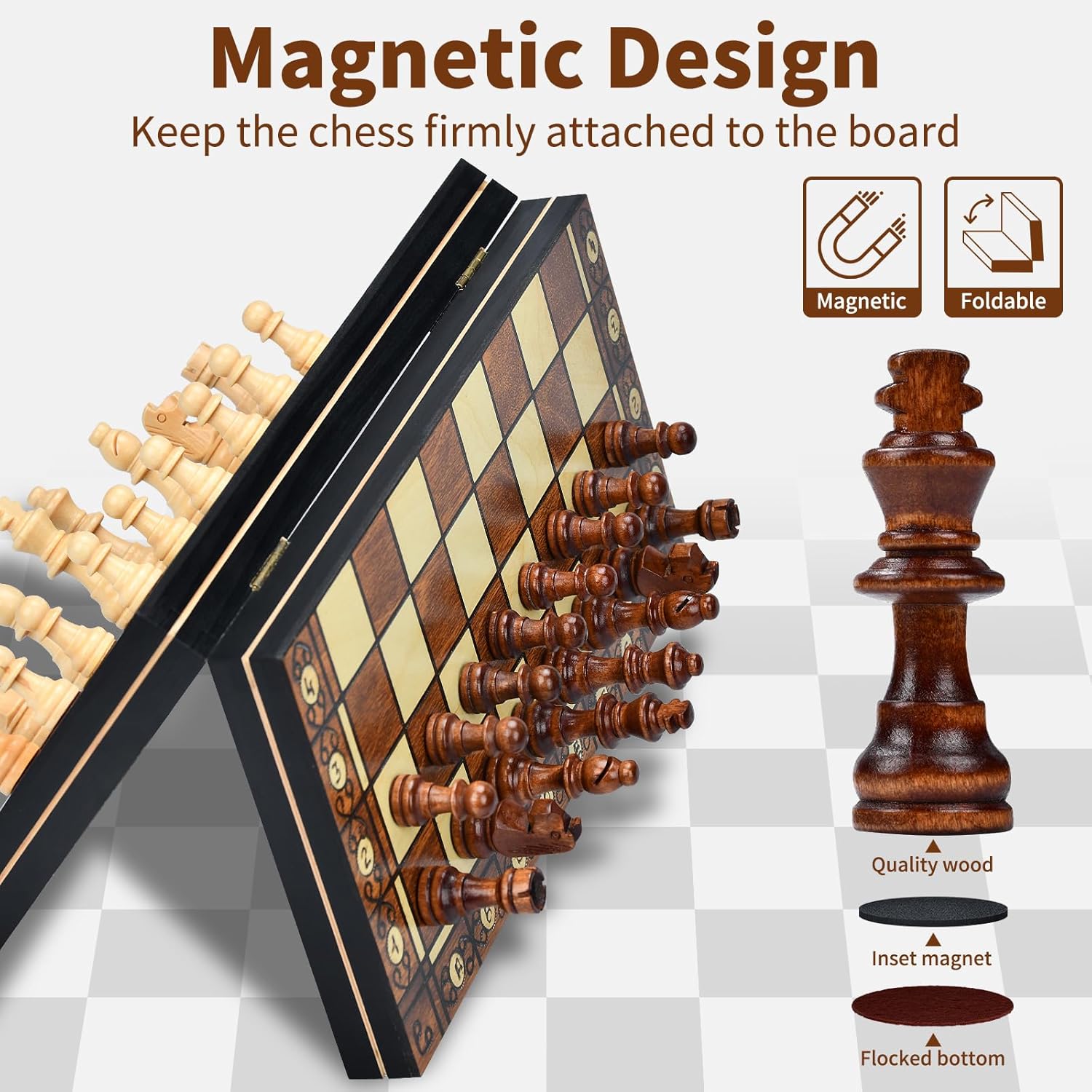 Aissom XQ1 Magnetiskt Träschackset 2 i 1 Aissom XQ1 Magnetiskt Träschackset 2 i 1