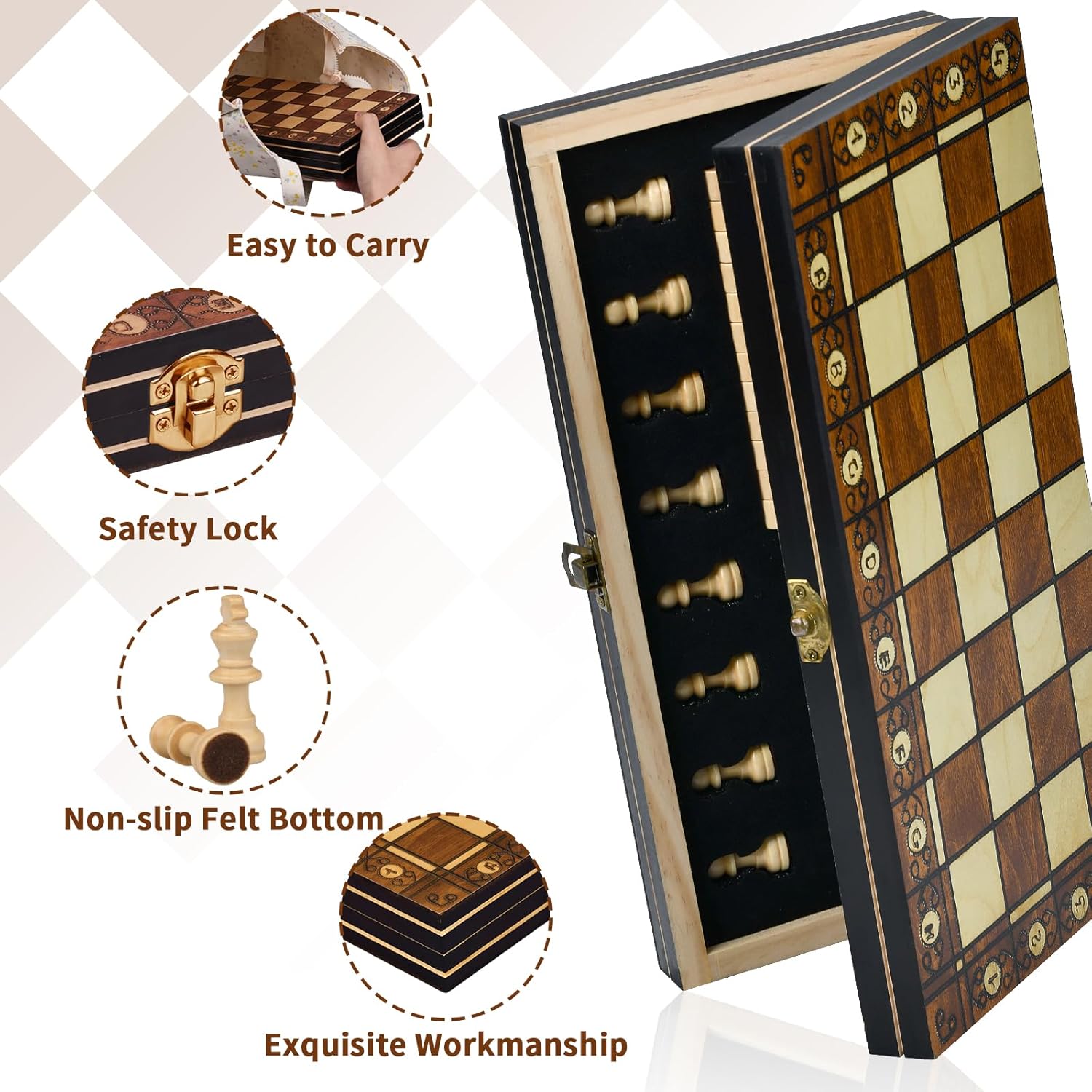 Aissom XQ1 Magnetiskt Träschackset 2 i 1 Aissom XQ1 Magnetiskt Träschackset 2 i 1