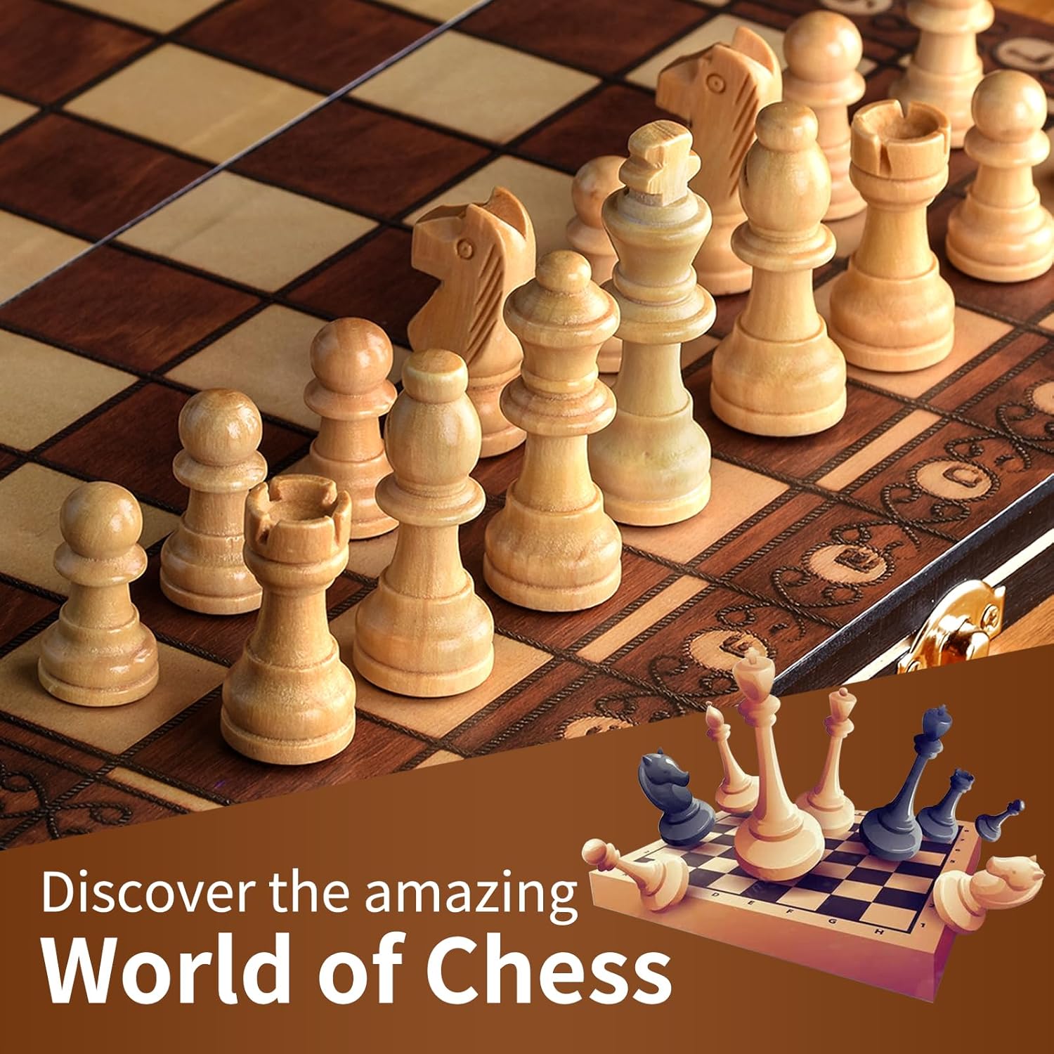 Aissom XQ1 Magnetiskt Träschackset 2 i 1 Aissom XQ1 Magnetiskt Träschackset 2 i 1